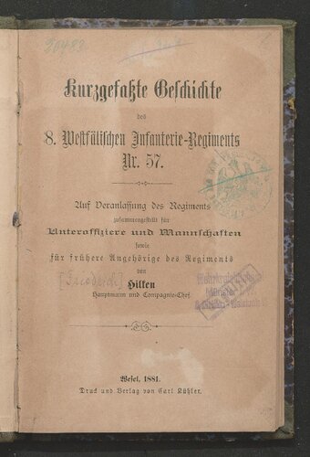 Kurzgefaßte Geschichte des 8. Westfälischen Infanterie-Regiments Nr. 57