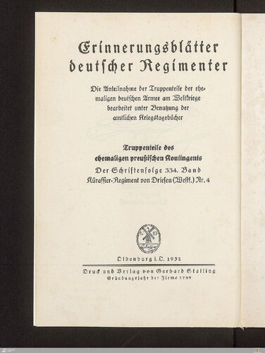 Geschichte des Kürassier-Regiments von Driesen (Westf.) Nr. 4
