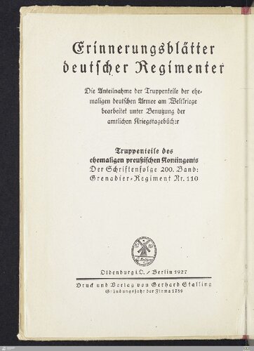 Das 2. Badische Grenadier-Regiment Kaiser Wilhelm I. Nr. 110 im Weltkriege 1914/18