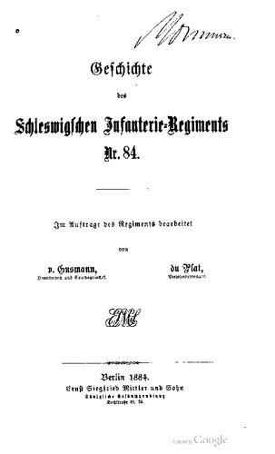 Geschichte des Schleswigschen Infanterie-Regiments Nr. 84