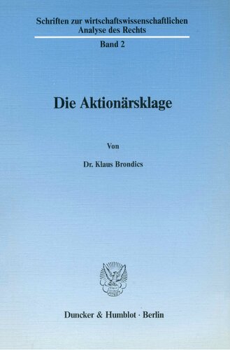 Die Aktionarsklage (German Edition)