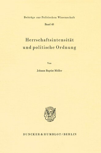 Herrschaftsintensitat Und Politische Ordnung (German Edition)