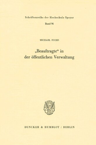 Beauftragte in Der Offentlichen Verwaltung (German Edition)