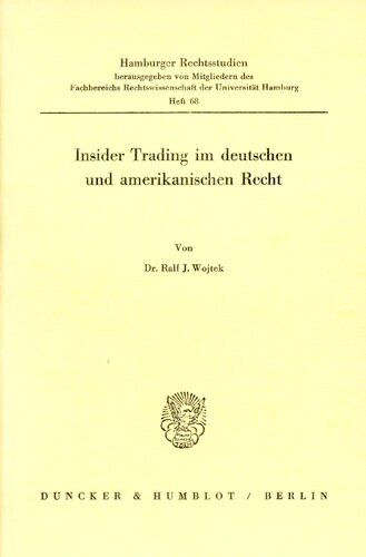 Insider Trading Im Deutschen Und Amerikanischen Recht (German Edition)