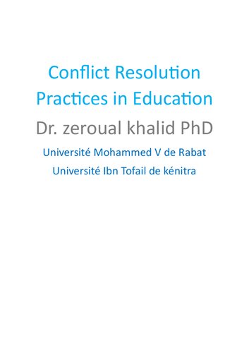 Conflict resolution Practices in education