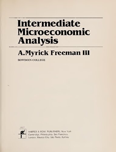 Intermediate microeconomic analysis