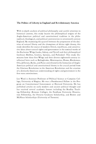 The Politics of Liberty in England and Revolutionary America