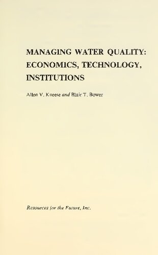 Managing water quality : economics, technology, institutions