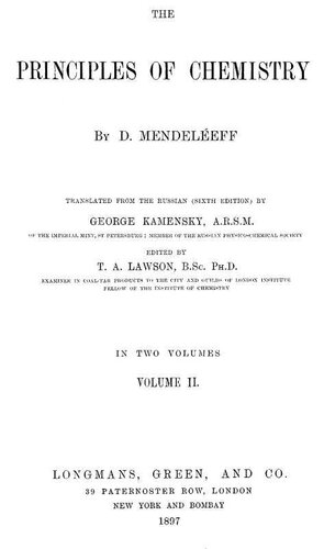 The Principles of Chemistry, Volume II