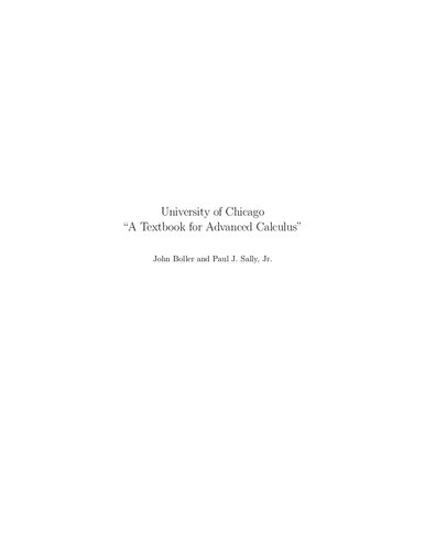 A Textbook for Advanced Calculus