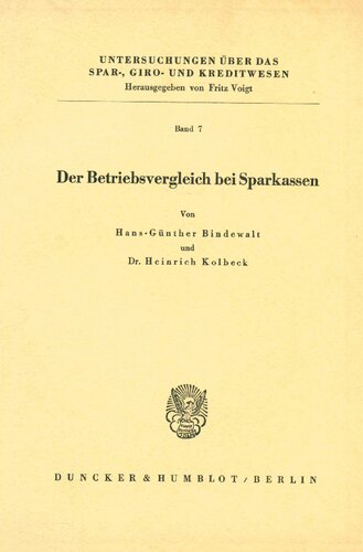 Der Betriebsvergleich bei Sparkassen