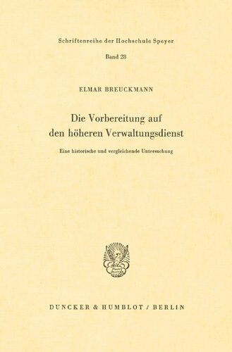 Die Vorbereitung Auf Den Hoheren Verwaltungsdienst