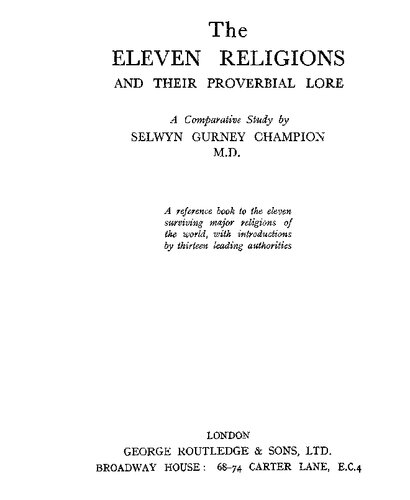 The Eleven Religions and Their Proverbial Lore