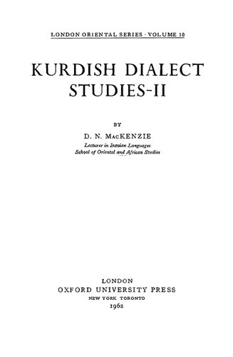 Kurdish Dialect Studies