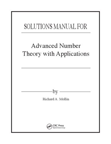 Advanced Number Theory with Applications (Solutions, Instructor Solutions Manual)