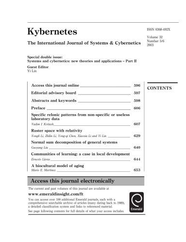 The International Journal of Systems & Cybernetics, Volume 32, Number 5 6, 2003