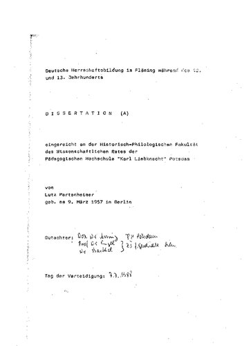 Deutsche Herrschaftsbildung im Fläming während des 12. und 13. Jahrhunderts