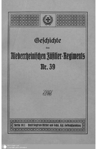 Geschichte des Niederrheinischen Füsilier-Regiments Nr. 39