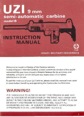 Uzi 9mm Semi-Automatic Carbine Model B Instruction Manual