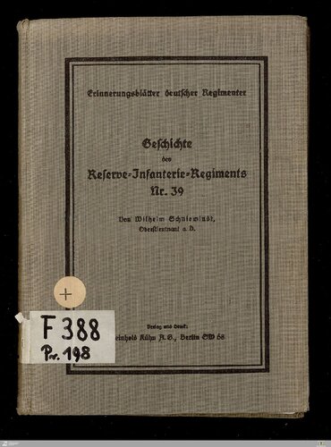 Geschichte des Reserve-Infanterie-Regiments Nr. 39