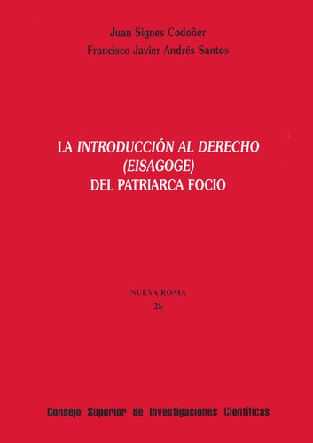 La introducción al Derecho (Eisagoge) del patriarca Focio