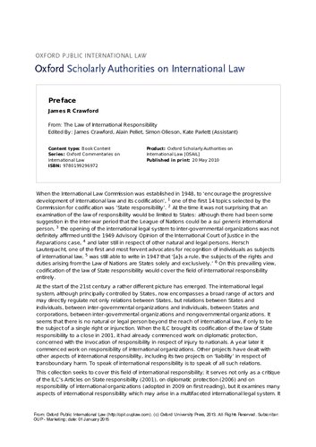 The Law of International Responsibility