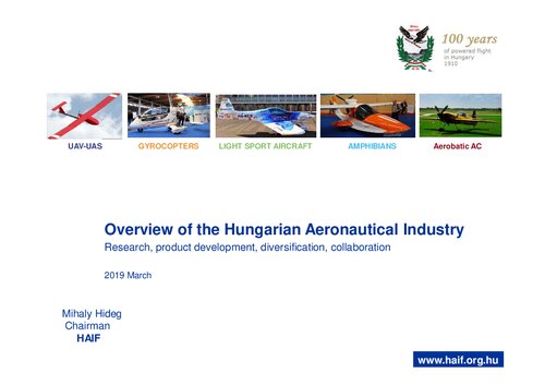 Overwiew of the Hungarian Aeronautical Industry