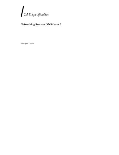CAE Specification Networking Services (XNS) Issue 5