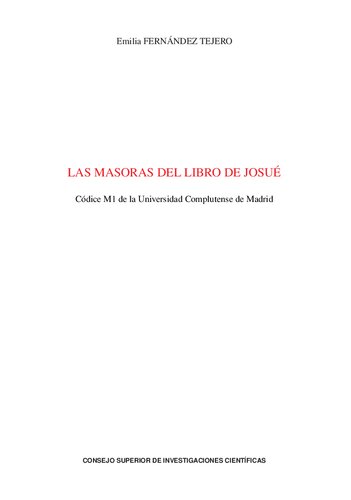 Las masoras del Libro de Josué: Códice M1 de la Universidad Complutense de Madrid (Textos y estudios Cardenal Cisneros) (Spanish Edition)