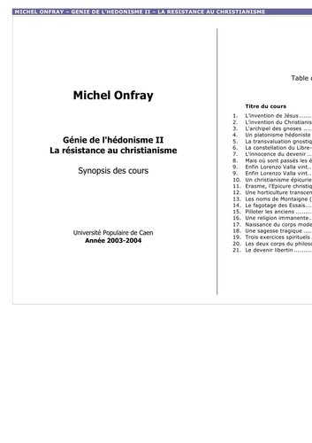 Génie de l'hédonisme : La résistance au christianisme