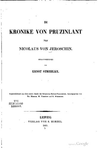 Di Kronike von Pruzinlant des Nicolaus von Jeroschin