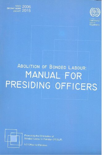 Abolition of Bonded Labour: Manual for Presiding Officers