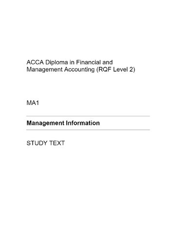 ACCA Diploma in Financial and Management Accounting (RQF Level 2)
