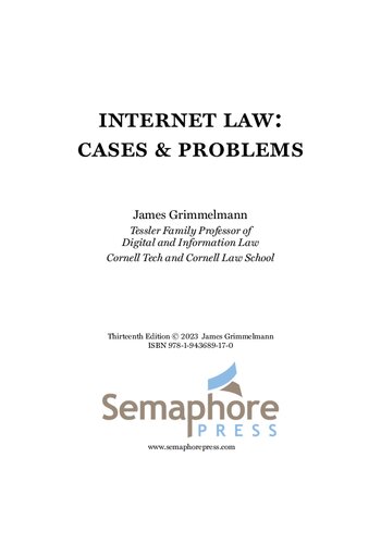 INTERNET LAW: CASES & PROBLEMS