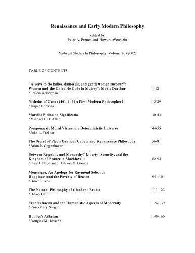 Renaissance and Early Modern Philosophy: Midwest Studies in Philosophy