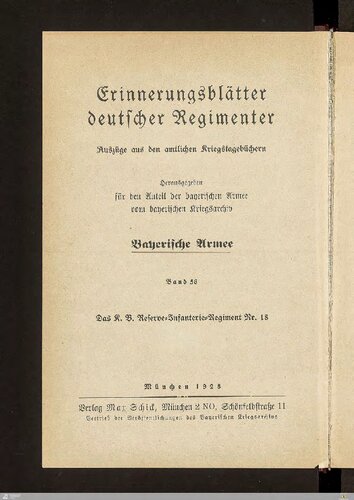 Das K. B. Reserve-Infanterie-Regiment Nr. 18