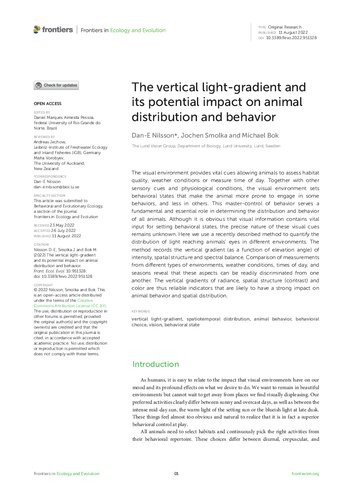 The vertical light-gradient and its potential impact on animal distribution and behavior