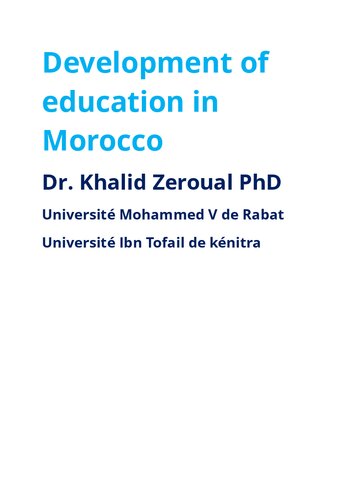 development of education in morocco