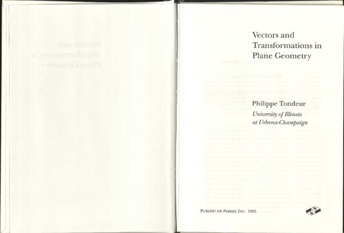 Vectors and Transformations in Plane Geometry