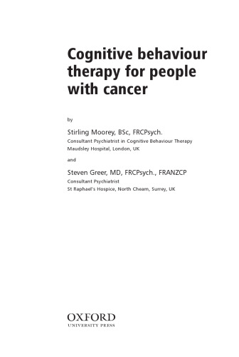 Cognitive Behaviour Therapy For People With Cancer