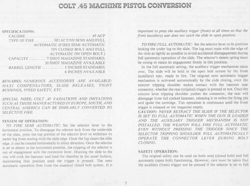 Colt .45 Machine Pistol Conversion Manual