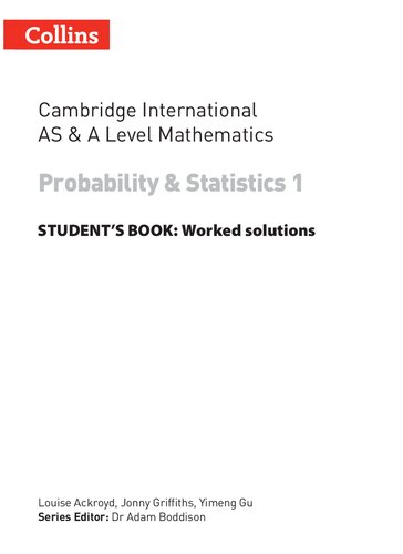Collins Cambridge International AS & A Level Mathematics Probability and Statistics 1 Worked Solutions
