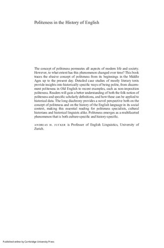 Politeness in the History of English