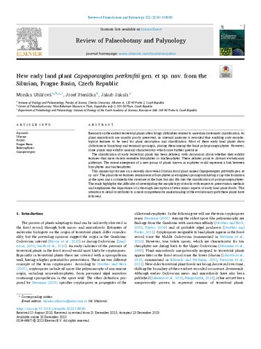 New early land plant Capesporangites petrkraftii gen. et sp. nov. from the Silurian, Prague Basin, Czech Republic