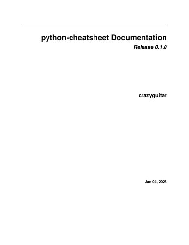 Pysheet: Python Cheatsheet: Python-Cheatsheet Documentation