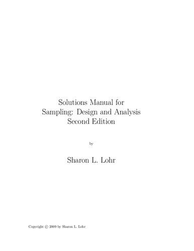 Sampling: Design and Analysis   (Solutions, Instructor Solution Manual) Second Edition