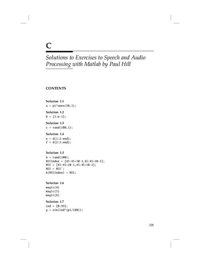 Audio and Speech Processing with MATLAB   (Solutions, Instructor Solution Manual)