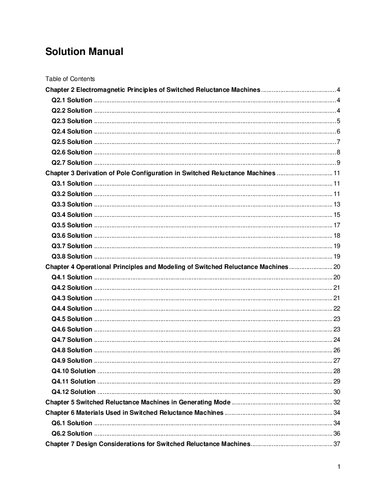 Switched Reluctance Motor Drives: Fundamentals to Applications   (Solutions, Instructor Solution Manual)