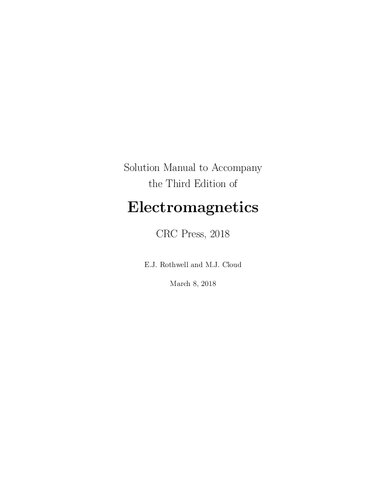 Electromagnetics   (Solutions, Instructor Solution Manual) Third Edition