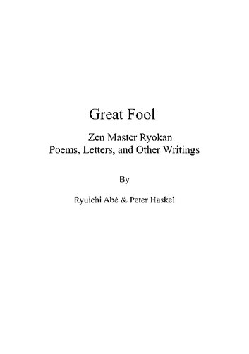 Great fool. Zen master Ryokan. Poems, letters, and other writings
